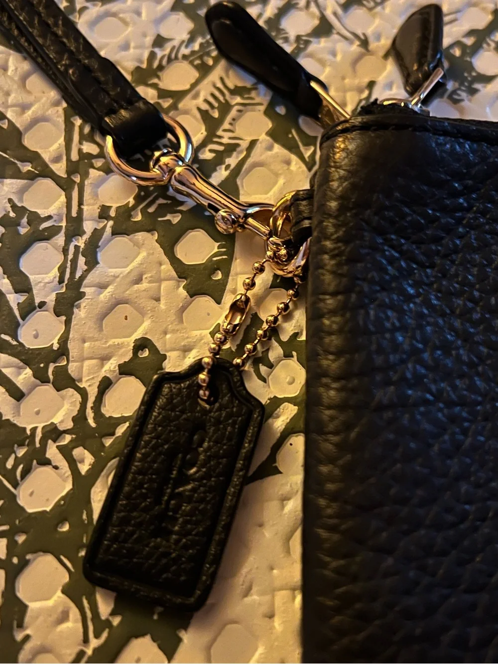 Coach Black Pebbled Leather Zip Wrist Pouch (Excellent Condition)